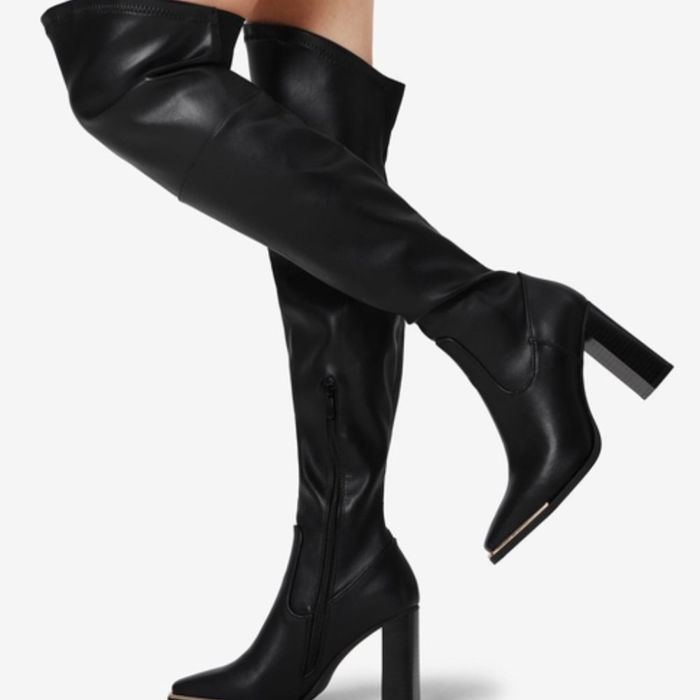 Square Toe High Heel Over The Knee Boot